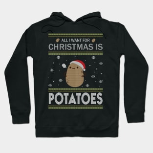 All I Want For Christmas is Potatoes Ugly Sweater Black Hoodie